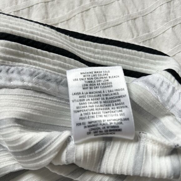 Anthropologie Maeve Mitred Diamond Stripe Dress Pleated FIt+Flare Pockets Size 8 - Picture 16 of 16